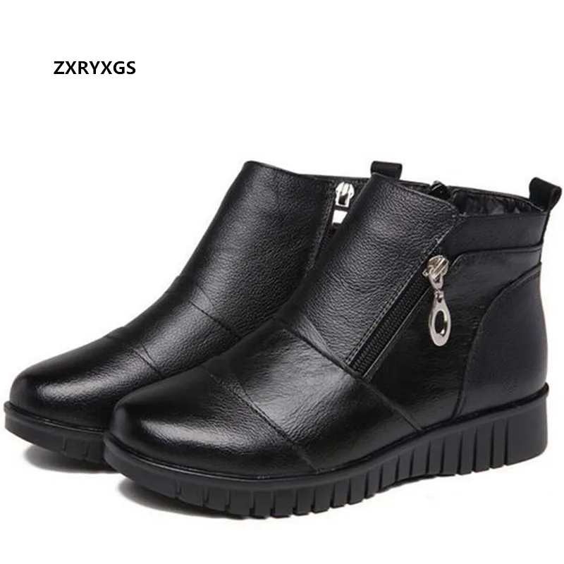 

Promotion Spring Middle-aged Women Boots Genuine Leather Boots 2022 Large Size Comfort Warm Snow Boots Winter Shoes Ankle Boots
