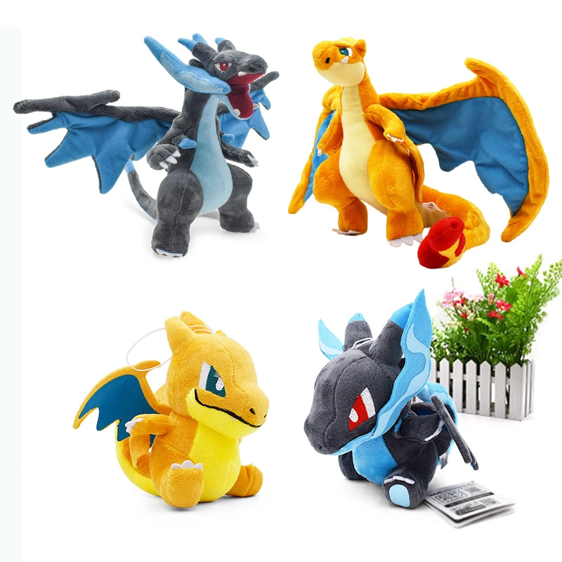 

4 Styles Q Version Mega Charizard X&Y Mega Charizard Y Mega Evolution Animal Stuffed Peluche Plush Quality Toys For Children