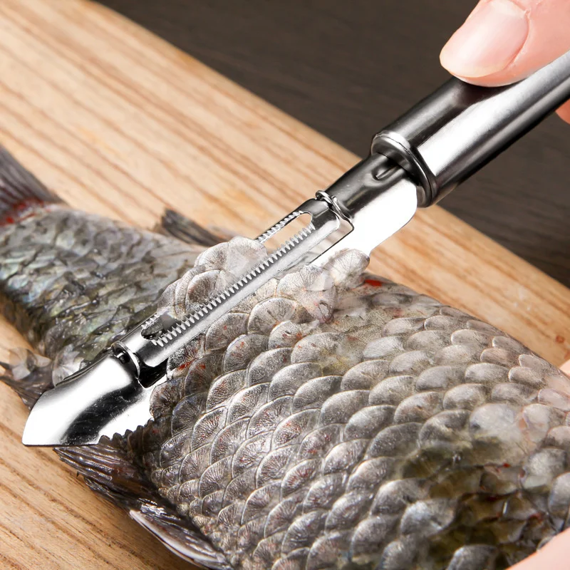 

Fruit knife multifunctional household three piece set peeling knife wire planing tool fish scale planing stainless steel melon