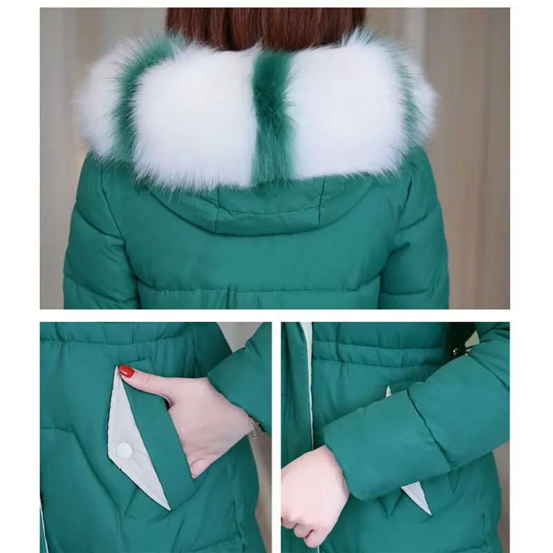 

Hot Sale Parkas Mujer 2020 Down Cotton Padded Jacket Women's Winter Long Slim Fur Collar Thick Cotton Coat Femme Outerwear f1735