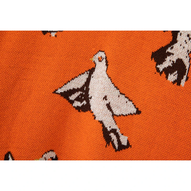 Свитер мужской вязаный с длинным рукавом принтом птиц