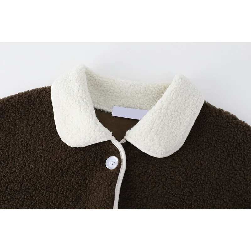 MOLAN Elegant Woman Lamb Wool Overcoat Vintage Thick Plus Loose Casual Loose Warm Short Parkas Jacket Sweet Female Chic Jacket