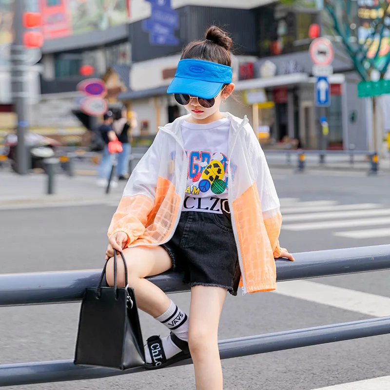 Солнцезащитная Одежда для девочек летние топы модная тонкая пляжная рубашка с