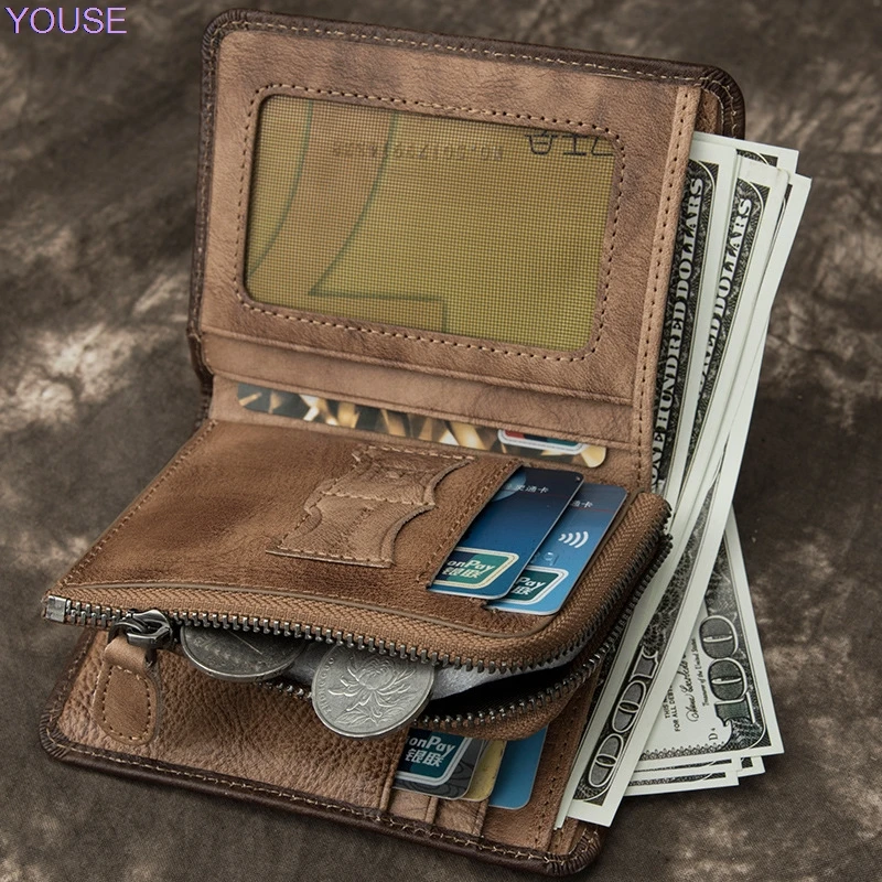 Мужской короткий кошелек из натуральной воловьей кожи | Багаж и сумки