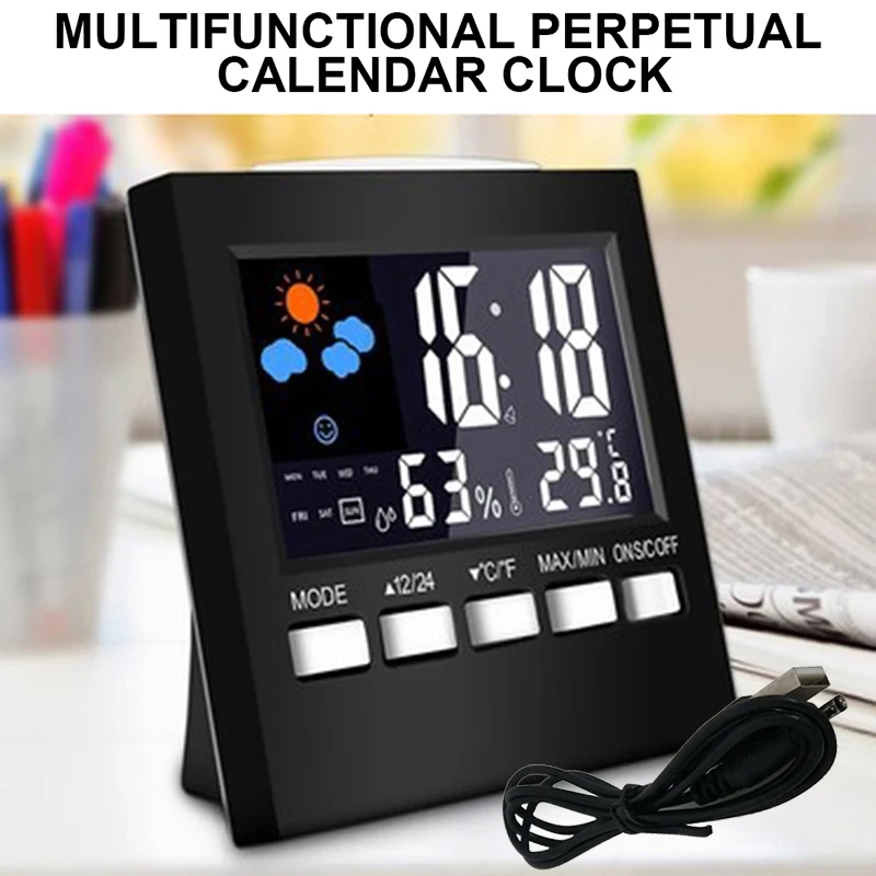 

Electronic Digital Alarm Clock Calendar Voice Control LCD Screen with Backlight Display for Home Thermometer or Office Led Clock