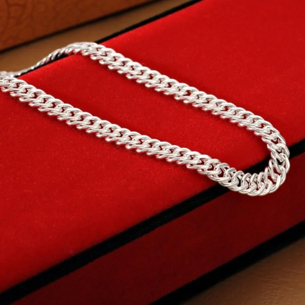 Ожерелье из чистого серебра S999 для женщин и мужчин ожерелье панцирной цепи 5 6 мм