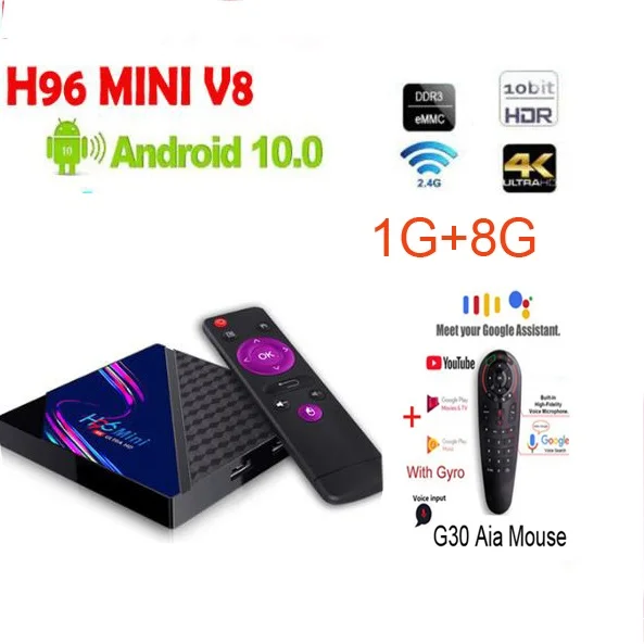 ТВ приставка H96 MINI V8 Android 10 vs x96q RK3228A четырехъядерный процессор 2 ГБ 16 4 ГГц Wi Fi 100