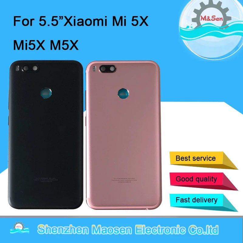 M& Sen для Xiaomi mi 5X mi 5X M5X A1 задняя крышка для батареи чехол+ боковые кнопки+ стеклянная линза для Xiaomi mi A1 задней двери