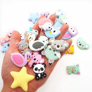Chenkai 10 шт. силиконовые бусины Единорог звезда черепаха коала динозавр DIY Детские Прорезыватели сенсорные ювелирные изделия Мультяшные бусины