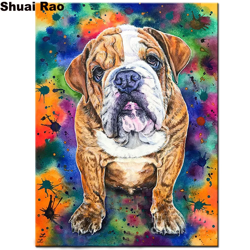 Алмазная живопись в виде британского бульдога картина с квадратными стразами 5D