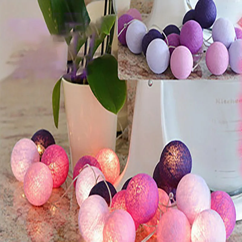 Светодиодная светильник рлянда с хлопковыми шариками уличная гирлянда для