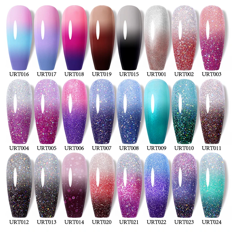 UR SUGAR Thermal Gel Nail Polish Art Vernis Semi Permanant UV Manicure 7.5ML Color Change Glitter Effect |