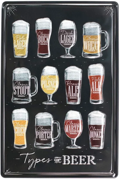 

Types of Beer Metal Tin Sign Vintage Plaque Poster Kitchen Bar Pub Home Art Painting Wall Decor