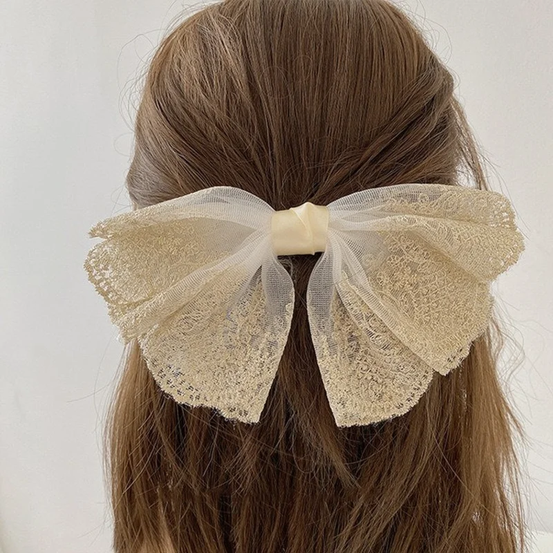 

French Elegance Lace Hairpin Temperament Women's Bow Lace Hair Clips Fashion Girl's White Hair Grips Barrettes New Headdress