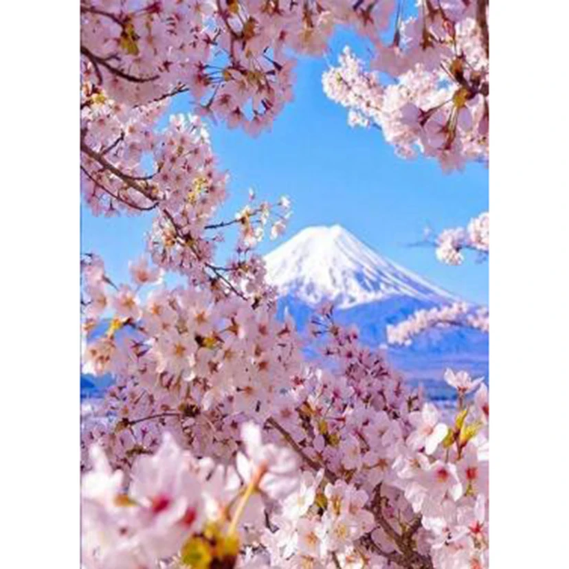 

Diamond Painting Square/Round Diamond 5D DIY Landscape Picture Snow Mountain Cherry Blossom Picture Cross Stitch Home Art TX365