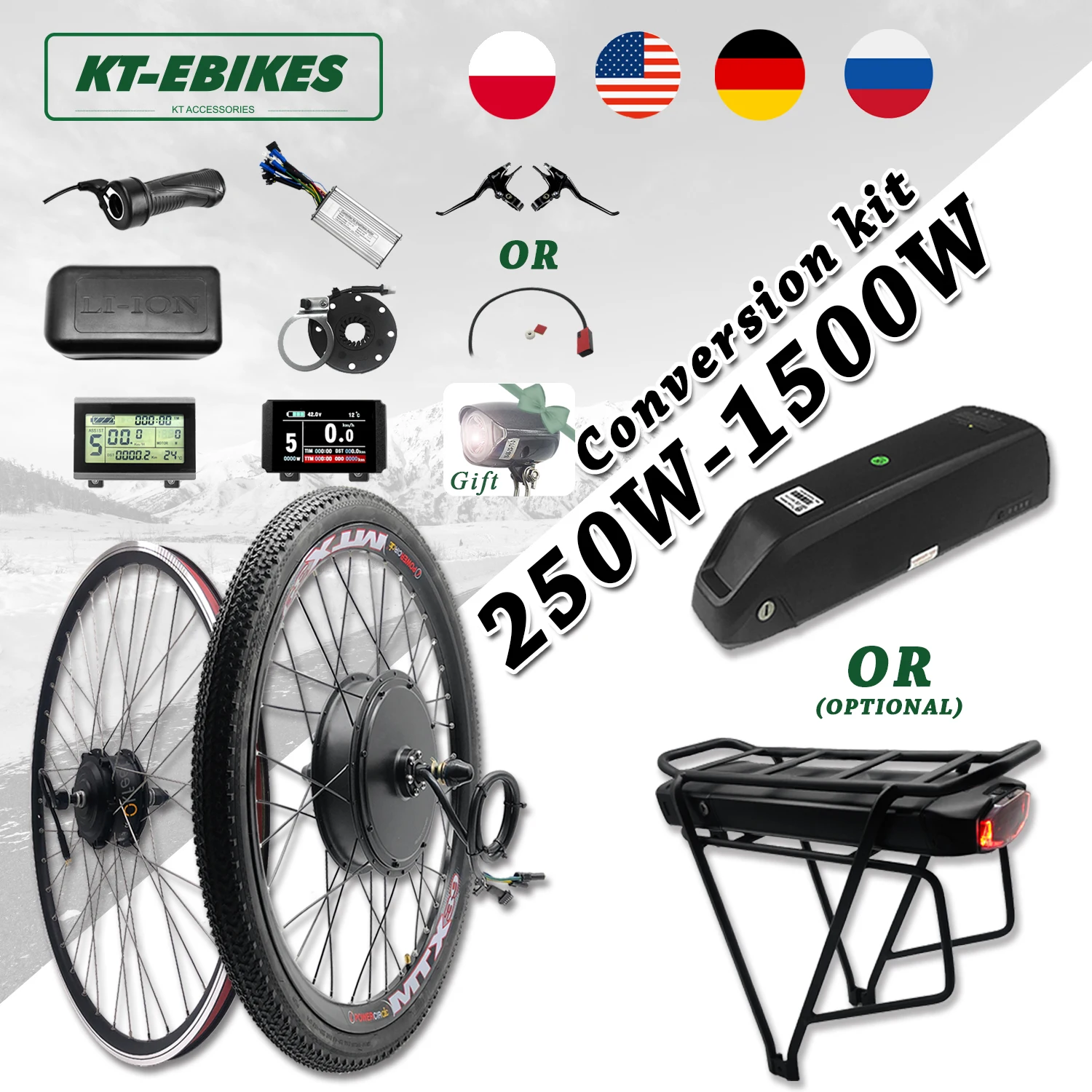 

eBike Kit 36V 500W 48V 750W 1000W 1500W Front Rear e-bike Wheel Hub Motor Electric Bicycle Bike Conversion Kit with battery