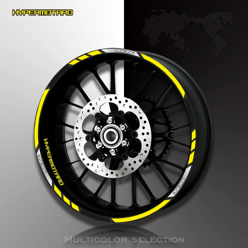 Motorcycle front and rear wheels Edge Outer Rim Sticker Reflective Stripe Wheel Decals For DUCATI HYPERMOTARD | Автомобили и