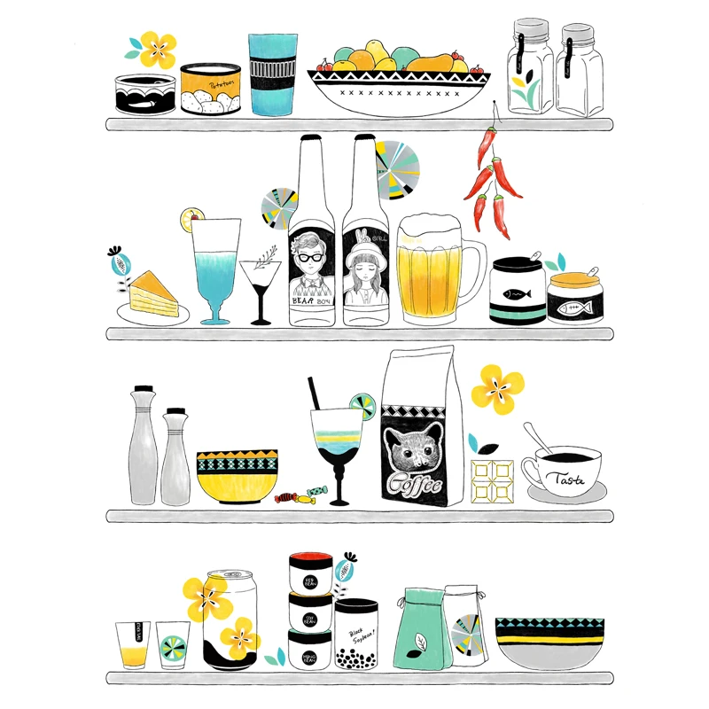 

Cartoon Kitchen Oil-proof Wall Stickers Cooker High Temperature Waterproof Tile Cabinet Home Decor Art Wallpaper