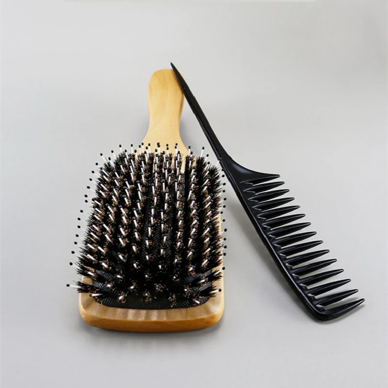 

2pcs/set Bristle Hair Scalp Massage Comb Hairbrush Wet Curly Detangle Hair Brush For Salon Hairdressing Styling Tools Y0507