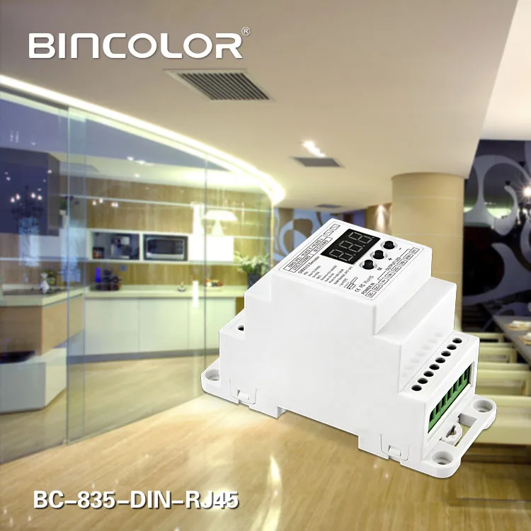 BC-835-DIN-RJ45 5A * 5CH DIN Rail PWM постоянное напряжение светодиодный DMX512 декодер с разъемом