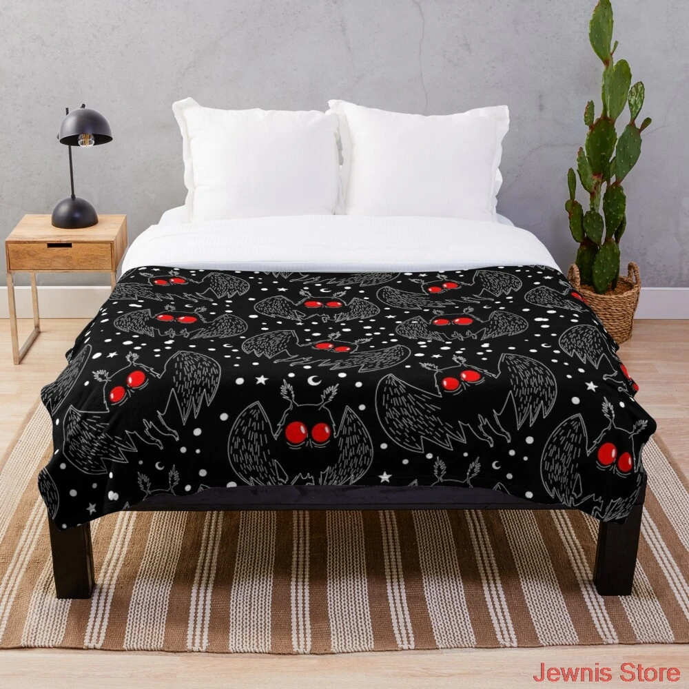 

Mothman Night Throw Blanket flannel Sherpa bedspread bedding sofa picnic fur soft blanket