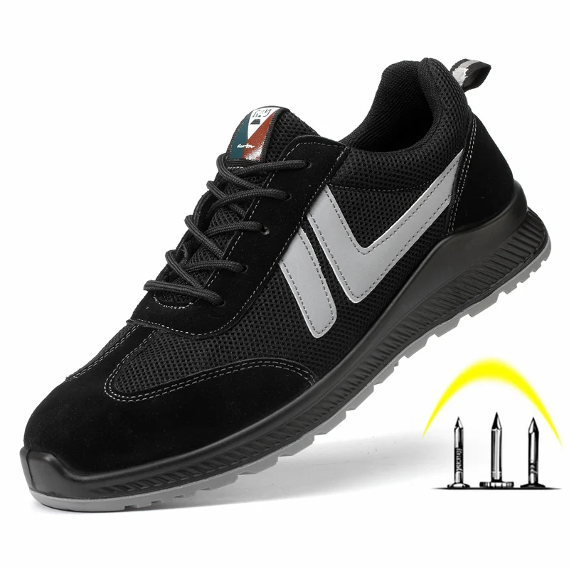 

Lightweight Men Safety Work Shoes with Steel Toe Cap Puncture-Proof Indestructible Work Footwear Breathable 6KV Insulation Boots