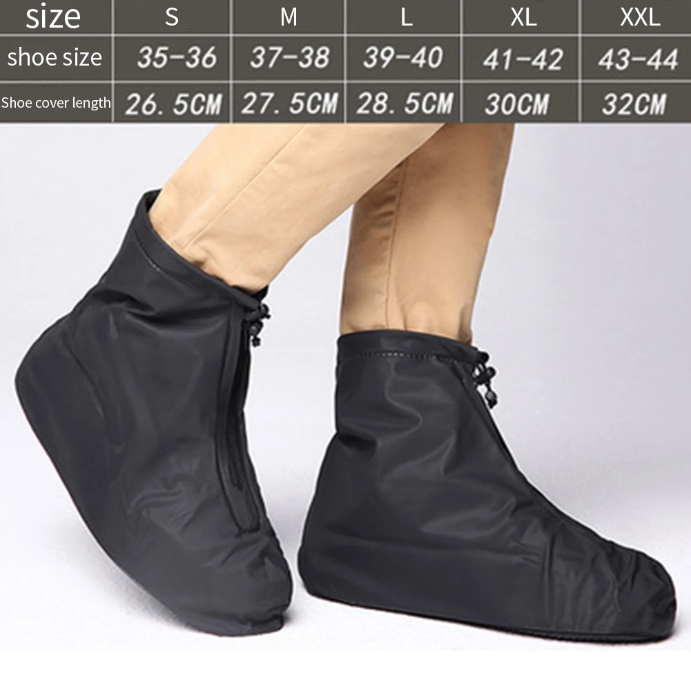 Men Women Waterproof Shoe Covers Rain Boots Non Slip Reusable Thickening Footwear Elastic Protectors for Travel Outdoor #734 image 5