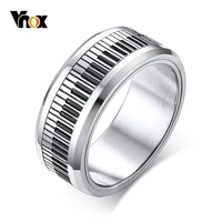 vnox rotatable piano key ring for men stainless steel band stylish spinner band music lover musician gift jewelry