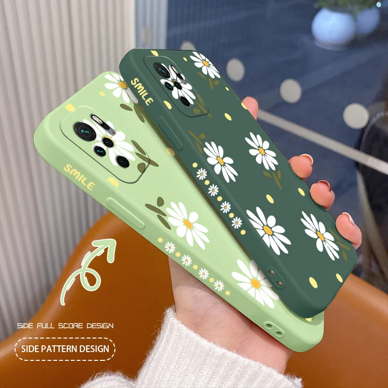 Жидкий силиконовый чехол с цветами для XiaomiRedmi Note 10 10S 9T 9 8 7 Redmi 9 9A 9T K40 K30 K20 Pro, Ультратонкий Мягкий чехол для телефона