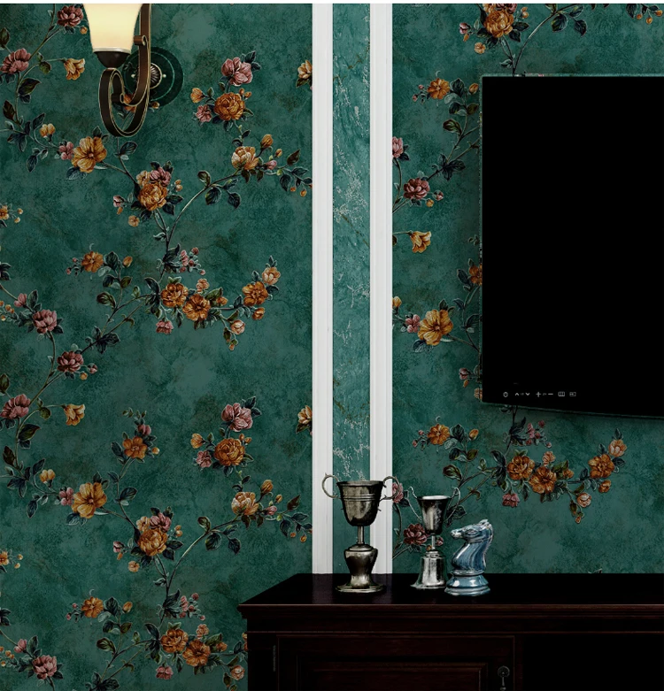 

zq Light Luxury American Retro Country Wallpaper Non-Woven 3D Three-Dimensional Rural Visual Background Wallpaper