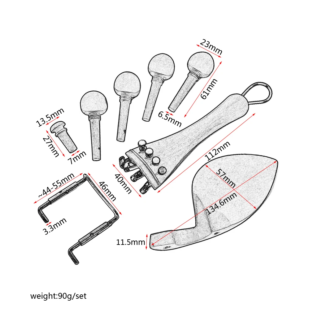 

Jujube Violin Music DIY Tailpiece Endpin Pegs Chinrest Pins Screw Accessory Kit Luthier Tools