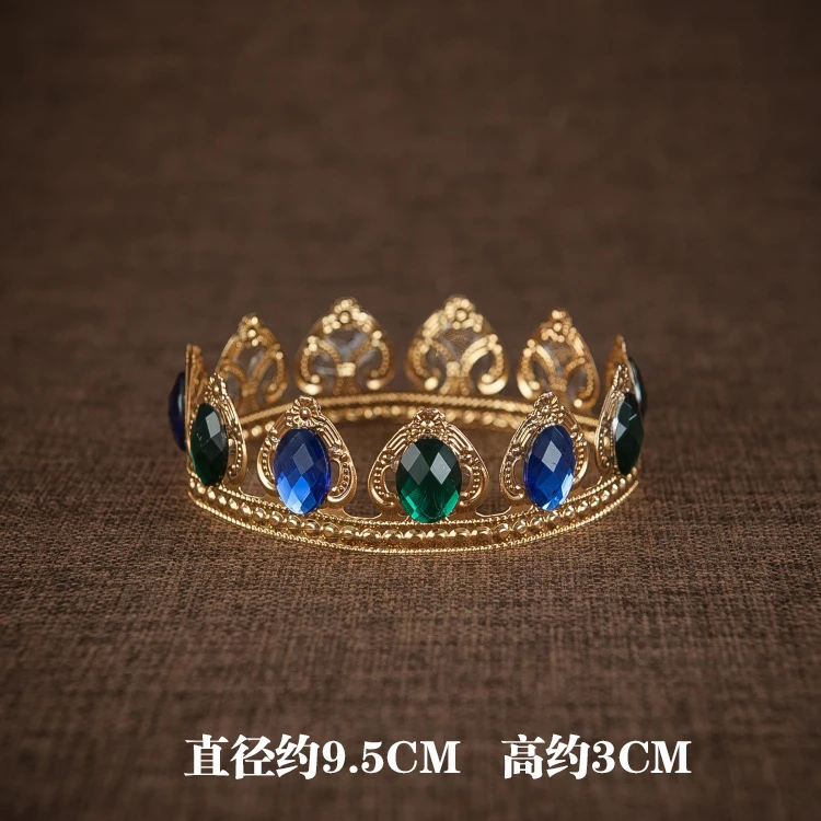 Белый Cretive барочная корона король ребенок полный детский золотой драгоценный камень фотография маленькая тиара Корона Новорожденный Фотография реквизит - Цвет: Белый