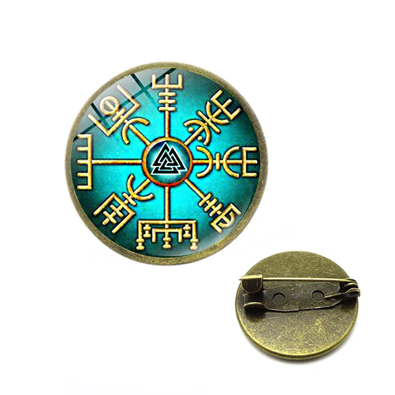 2019 Викинг норвежский руны Броши Vegvisir компасспинс амулет викинга символика