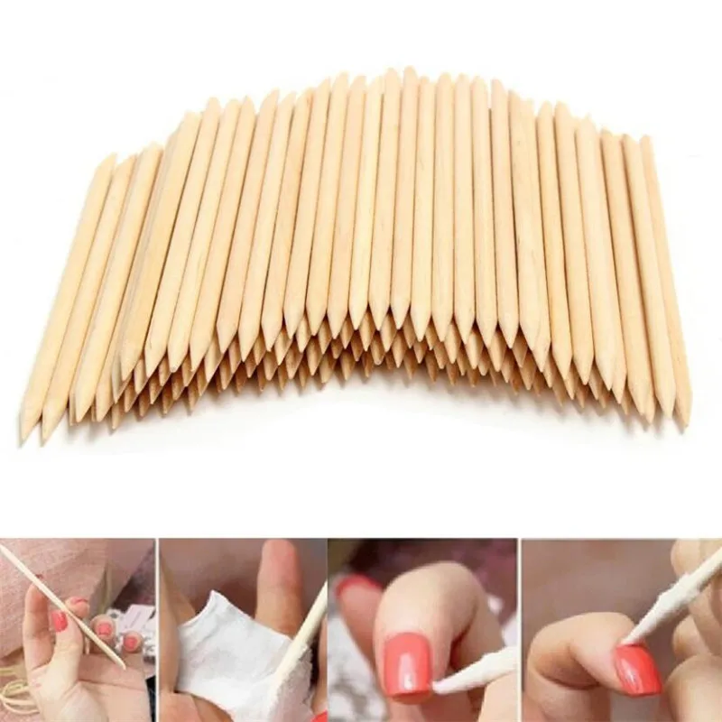 100 шт Nail Art Дизайн Оранжевый деревянные палочки для кутикулы толкатель средство
