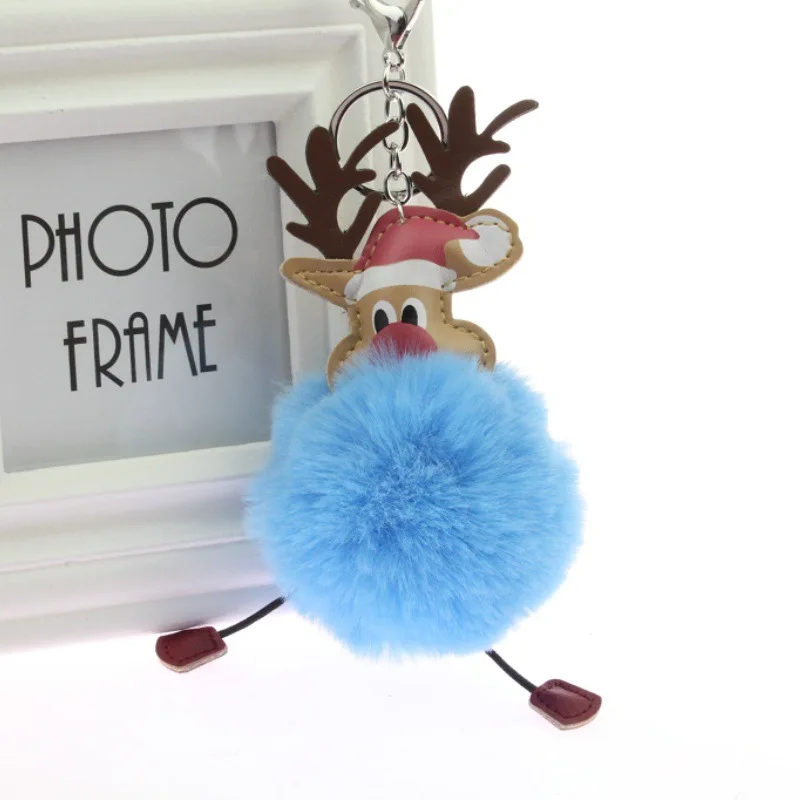 

Xmas Keychain Pendant Elk Key Ring Hair Ball Key Buckle Delicate Unique Reindeer Home Bag Decoration Christmas Decor