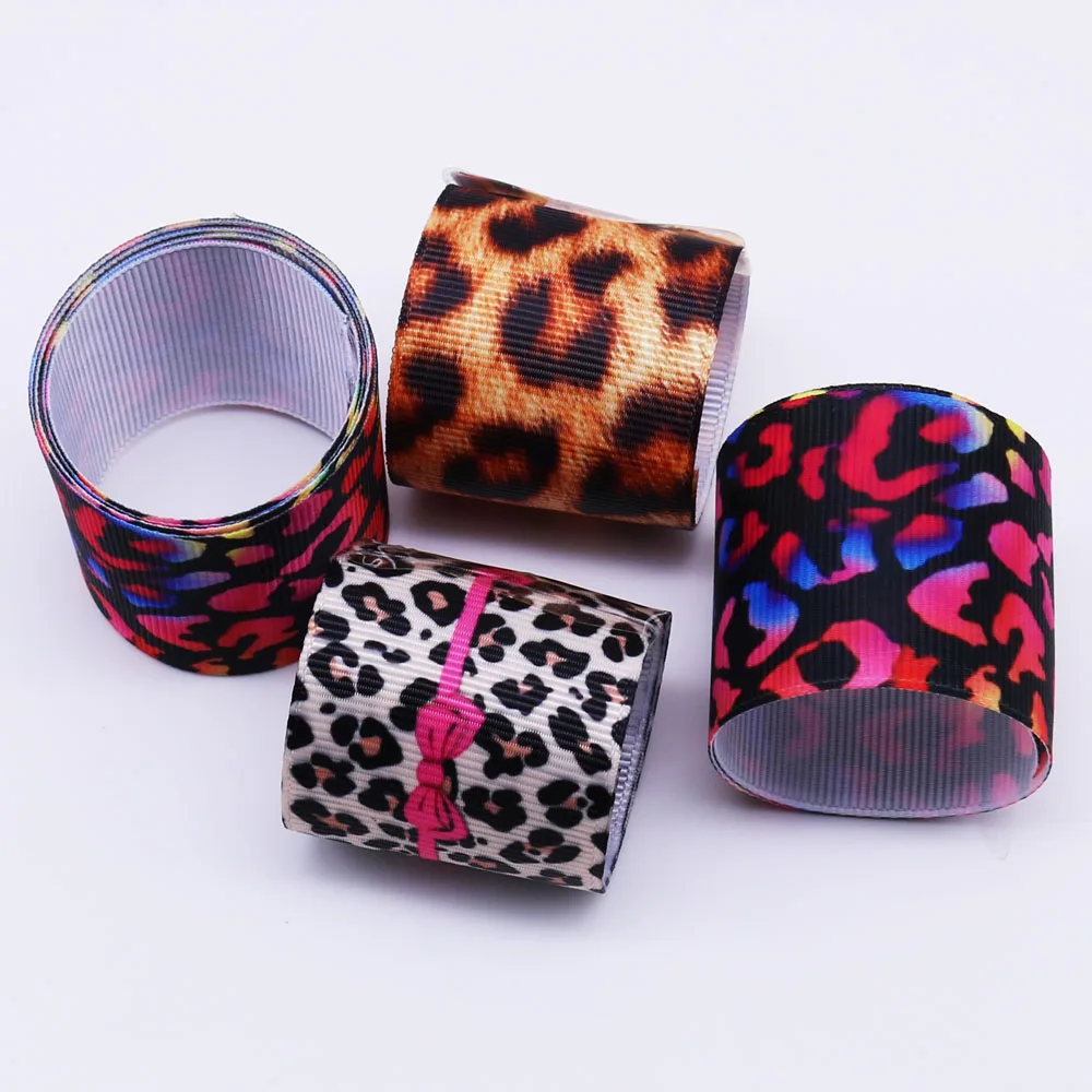 Ленты в рубчик с леопардовым принтом 40 мм 10 ярдов|Ленты для шитья| |