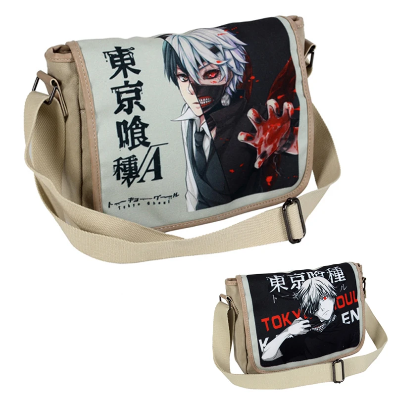 Сумка мессенджер Аниме Tokyo Ghoul Cartoon kaneki ken Холщовая На Молнии сумка через плечо для