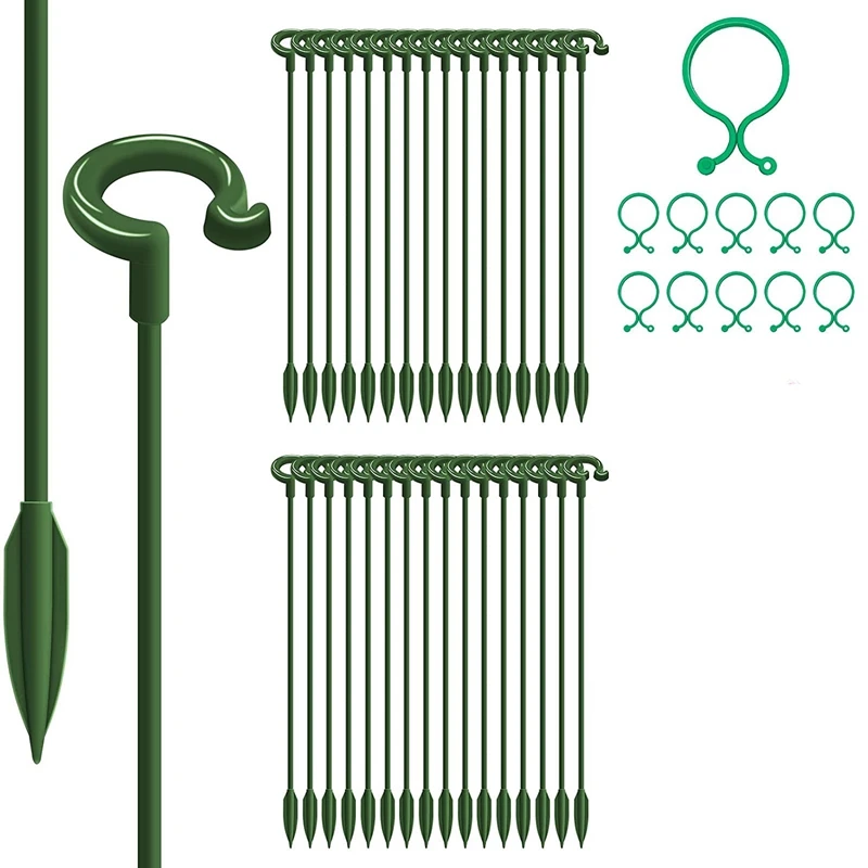 

30Pcs Garden Single Stem Plant Support Stake with 20 Pcs Plant Cage Support Rings Flower Support Stakes for Tomatoes