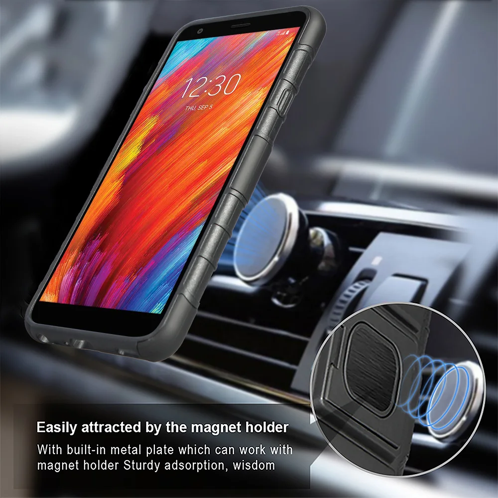 

Magnetic TPU PC Phone Case Cover with Holder Stand 2 in 1 case for lg aristo4+