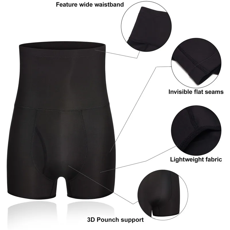 Junlan Men Boxer Briefs Open Fly High Waist Slimming Underwear Belly Girdle Body Shaper Tummy Control Shapewear Shorts | Мужская одежда