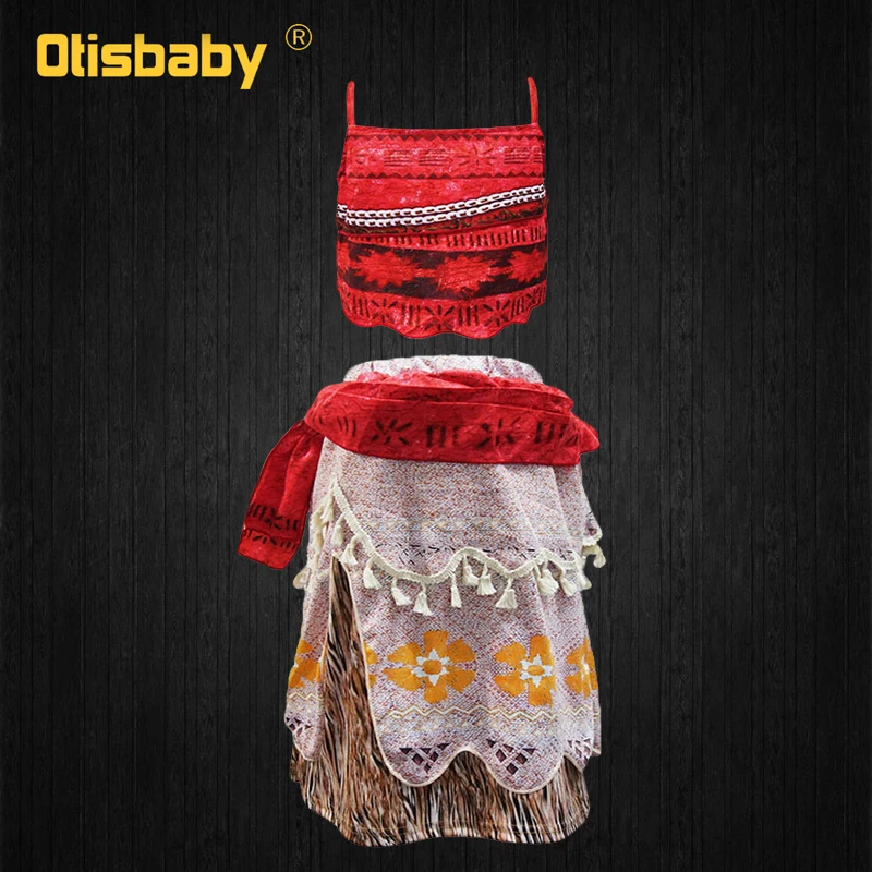 2021 Summer Moana Dress for Girls Vaiana Princess Dresses Kids Party Cosplay Costumes with Wig Children Clothing Clothes | Детская