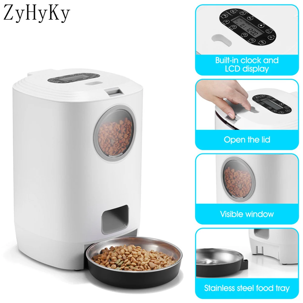 

4.5L Smart Pet Auto Feeder for Cats Large Dogs Treat Dispenser Stainless Steel Food Tray With 4 Meal Voice Recorder