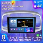 Автомагнитола MEKEDE 4G LTE Android11 для Hyundai Accent 3 2006-2011, мультимедийный видеоплеер, GPS-навигатор с carplay BT 5,0