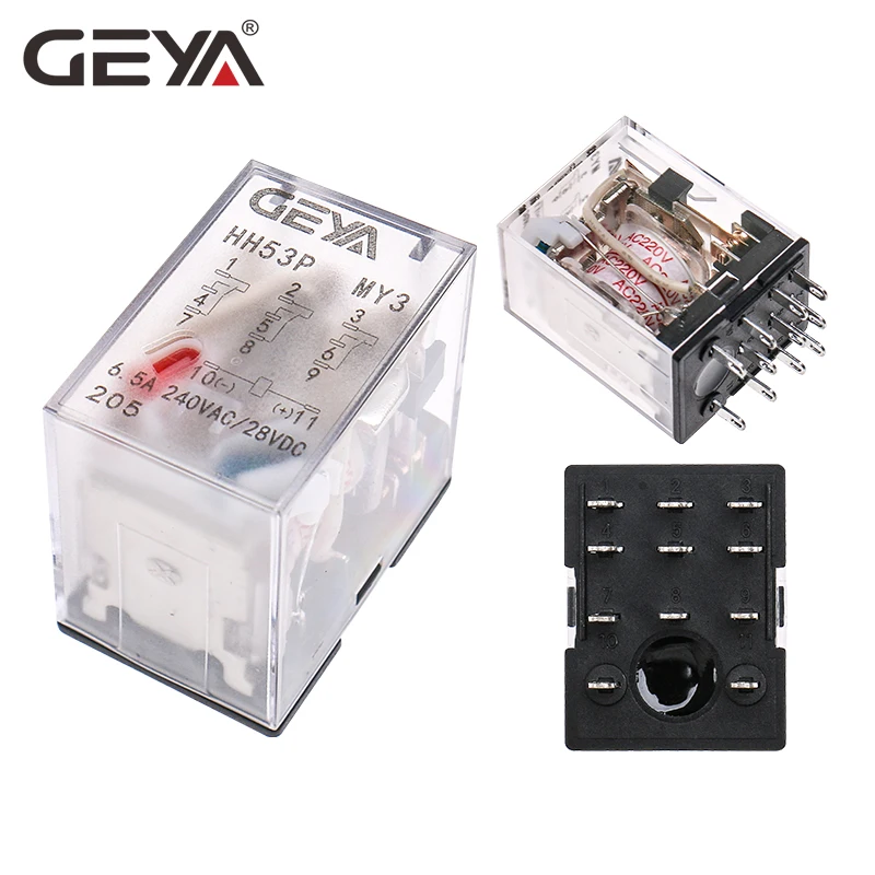 GEYA 11 шпильки мини реле DC5V DC12V DC24V AC110V AC220V HH53P 5A миниатюрное электромагнитное общего