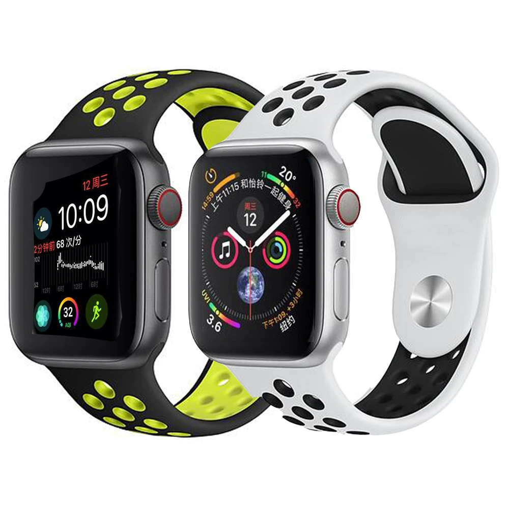 Большая распродажа спортивный силиконовый ремешок для apple watch 42 мм 38 40 44 браслет