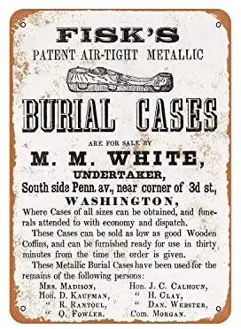 

Rustic Frisk's Air-Tight Metallic Burial Cases Vintage Look Metal Sign