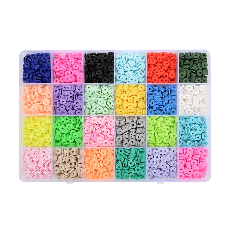 

3900pcs/box 6mm Soft Polymer Clay Flat Beads DIY Bracelets Necklaces Anklets Supplies For Jewelry Making Accessories