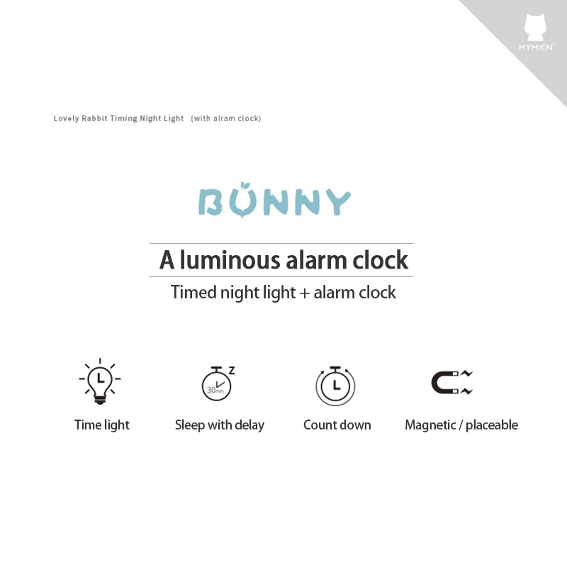 

Portable Cute Rabbit Shape Digital Alarm Clock With Led Sound Night Light Rechargeable Table Wall Clocks For Home Decoration