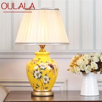 oulala ceramic table lamps copper modern luxury pattern desk light led besjdes for home bedroom