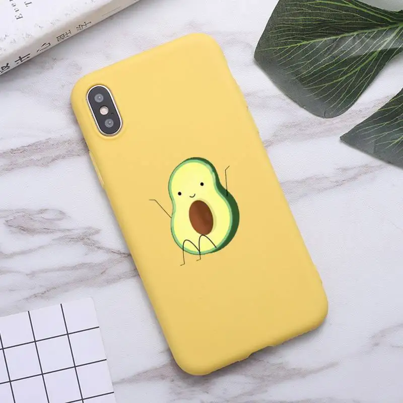 

Avocado cute cartoon fruit Phone Case Candy Color for iPhone 6 7 8 11 12 s mini pro X XS XR MAX Plus